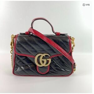 Gucci Black and Red Quilted Crossbody Bag